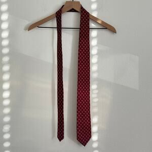 Tasso Elba Burgundy Silk Tie Small Paisley Print Pattern